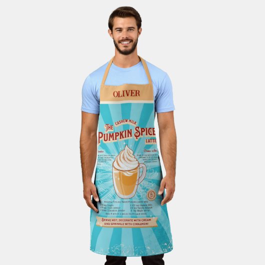 pompoen Spice Latte - Recept Poster Schort (Gedragen)