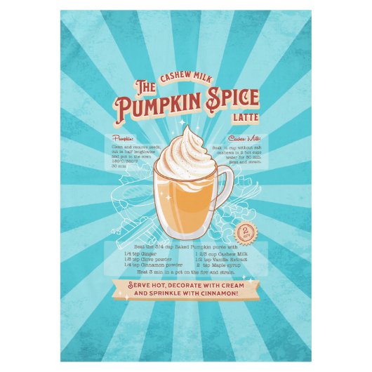  pompoen Spice Latte - Recept Poster Tafelkleed (Voorkant)