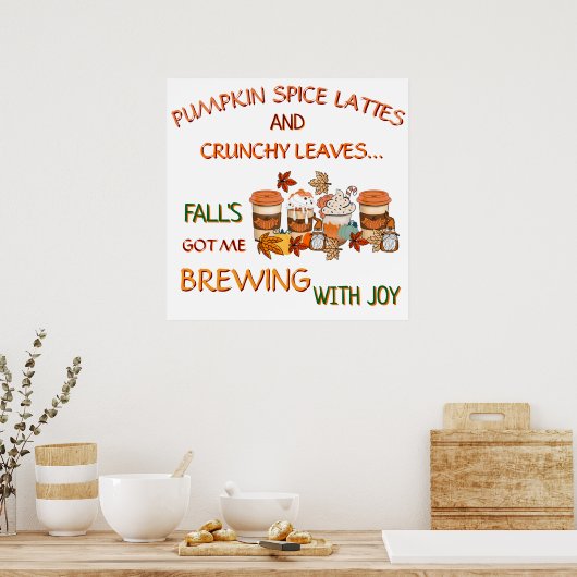Pompoen Spice & Leaves Herfst Poster (Keuken)