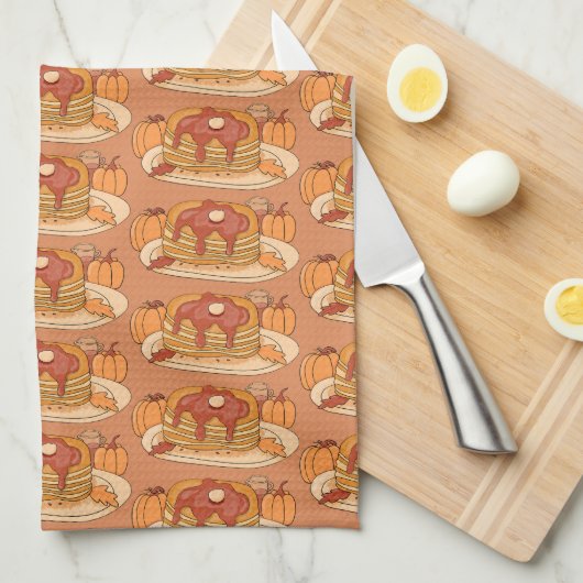 Pompoen Spice Pannenkoeken Herfst Keuken Handdoek (Quarter Fold)