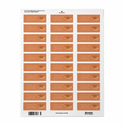 Pompoen Spice Pannenkoeken Herfst Retour Adreslabe Etiket (Full Sheet)