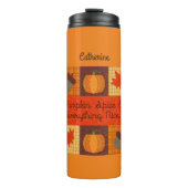 Pompoen Spice Quilt Collage gepersonaliseerd Thermosbeker (Voorkant)