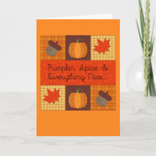 Pompoen Spice Quilt Collage Thanksgiving Kaart (Voorkant)