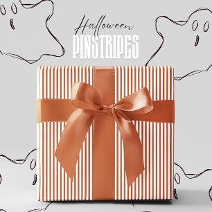 Pompoen Spice Sinaasappel en Witte Pinstripe Hallo Cadeaupapier