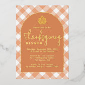 Pompoen Spice Sinaasappel Plaid Thanksgiving Diner Folie Uitnodiging (Voorkant)