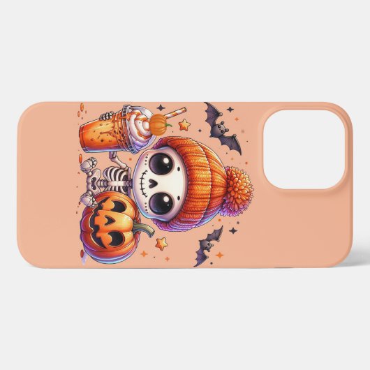 Pompoen Spice Skelet iPhone Hoesje (Achterkant horizontaal)