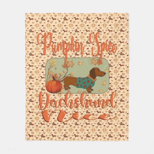 Pompoen Spice Teckel Nice Fleece Deken (Voorkant)