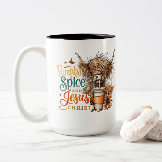 Pompoen Spice... Tweekleurige Koffiemok (Met donut)