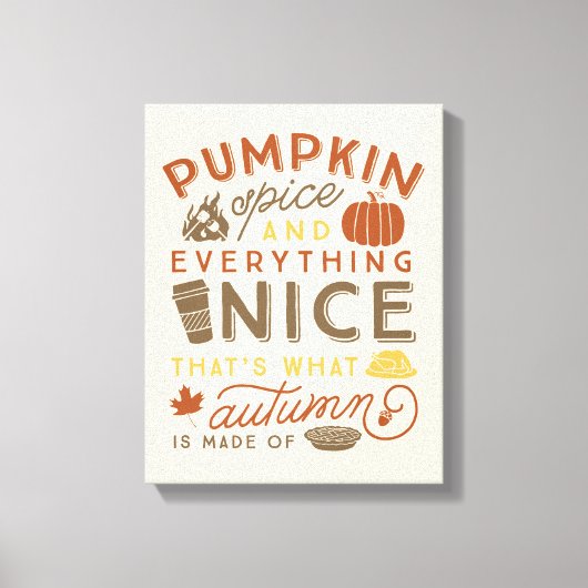 Pompoen Spice Typografische Herfst Art Canvas Afdruk (Voorkant)
