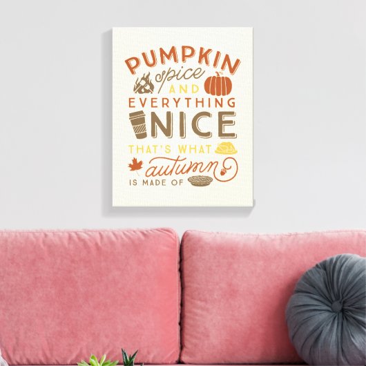 Pompoen Spice Typografische Herfst Art Canvas Afdruk (Insitu (Woonkamer))