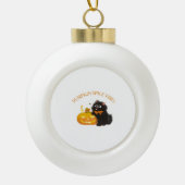 Pompoen Spice Vibes, Halloween, zwarte kat, pompoe Keramische Bal Ornament (Voorkant)