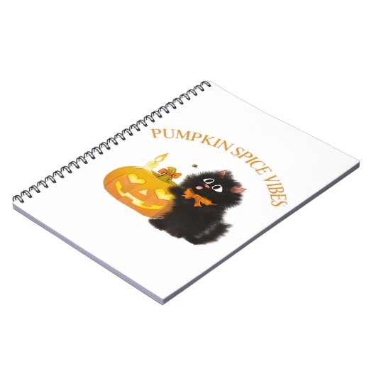 Pompoen Spice Vibes, Halloween, zwarte kat, pompoe Notitieboek (Linkerzijde)