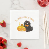 Pompoen Spice Vibes, Halloween, zwarte kat, pompoe Servet (Insitu)