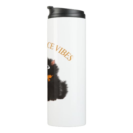 Pompoen Spice Vibes, Halloween, zwarte kat, pompoe Thermosbeker (Geroteerd rechts)