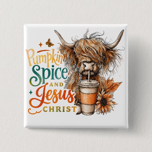 Pompoen Spice... Vierkante Button 5,1 Cm (Voorkant)
