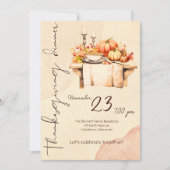 Pompoen Spice Waterverf Boho Thanksgiving Diner Kaart (Voorkant)