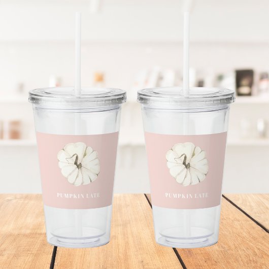 Pompoen Spice Waterverf Pompoen | Wit & Roze Acryl Drinkbeker