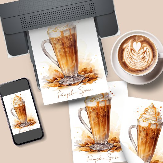 Pompoen Spice Waterverf Schilderij Kunst Poster