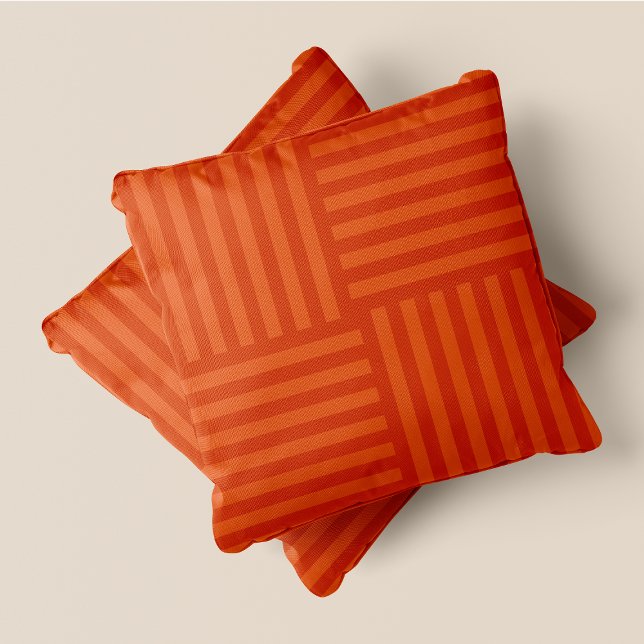 Pompoen Spice-yyyy Sinaasappel Grote Stripe Vierka Kussen (Pumpkin Spice-yyyy Orange Large Stripe Squares Throw Pillow)