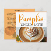 Pompoen Spiced Latte Recept Kaart (Voorkant / Achterkant)