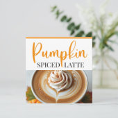 Pompoen Spiced Latte Recept Kaart (Staand voorkant)