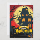 Pompoen Spokenhuis Spectaculair Halloween Feest Kaart (Achterkant)