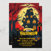 Pompoen Spokenhuis Spectaculair Halloween Feest Kaart (Voorkant / Achterkant)