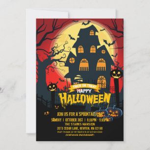 Pompoen Spokenhuis Spectaculair Halloween Feest Kaart
