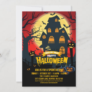 Pompoen Spokenhuis Spectaculair Halloween Feest Kaart