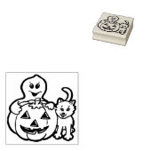 Pompoen spookkat illustratie kunststempel rubberstempel (Gestempeld)