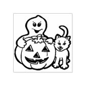 Pompoen spookkat illustratie kunststempel rubberstempel (Afrduk)