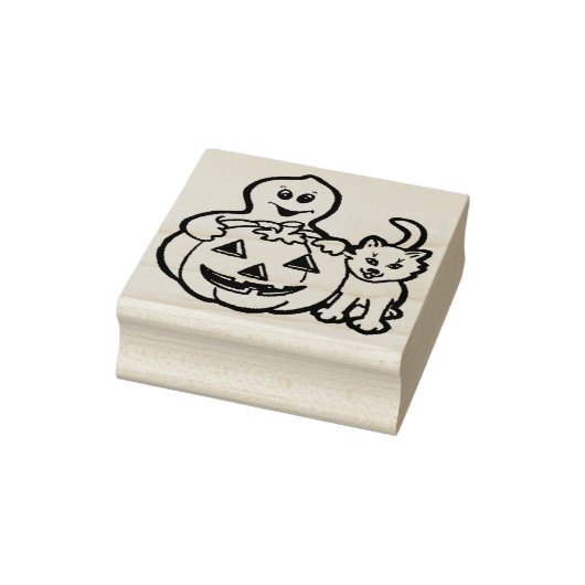 Pompoen spookkat illustratie kunststempel rubberstempel (Stempel)