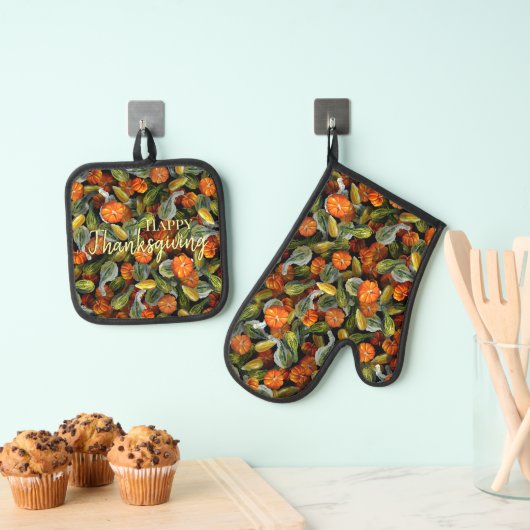 Pompoen, Squash Autumn Harvest Pot Holder Set (Insitu(Ophanging))