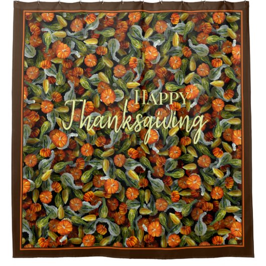 Pompoen, Squash Herfst Oogst Douchegordijn (Voorkant)