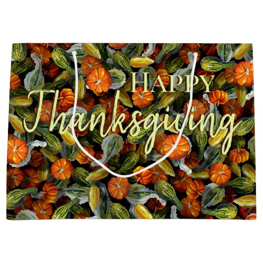 Pompoen, Squash Herfst Oogst Grote Gift Bag Groot Cadeauzakje (Voorkant)