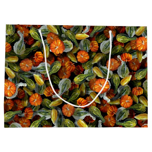 Pompoen, Squash Herfst Oogst Grote Gift Bag Groot Cadeauzakje (Achterkant)
