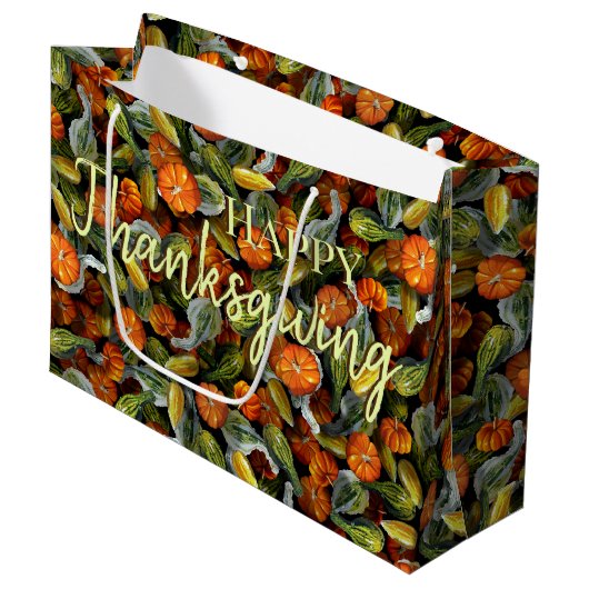 Pompoen, Squash Herfst Oogst Grote Gift Bag Groot Cadeauzakje (Voorkant Gekanteld)