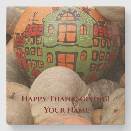 pompoen stenen onderzetter (Voorkant)