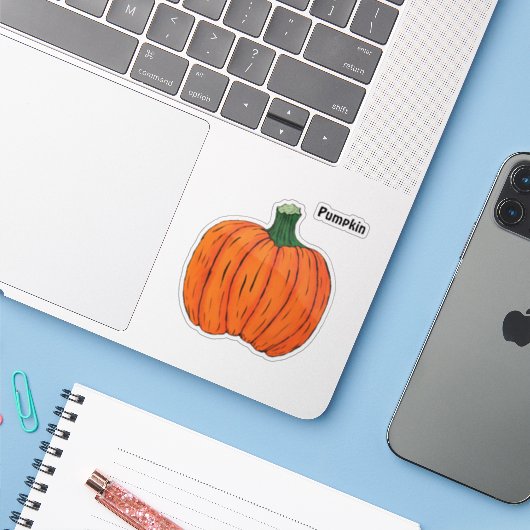pompoen sticker (Laptop met iPhone)