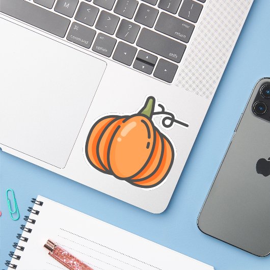 pompoen sticker (Laptop met iPhone)