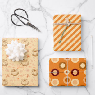 Pompoen Stippen Strepen Oranje Halloween Vintage Inpakpapier Vel