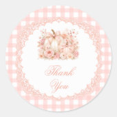 Pompoen Strik Das Gingham Dank Je Ronde Sticker (Voorkant)
