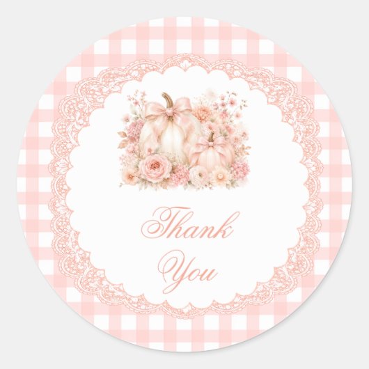 Pompoen Strik Das Gingham Dank Je Ronde Sticker (Voorkant)