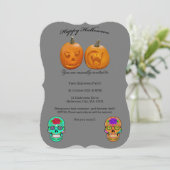Pompoen Suiker Schedel Halloween Feest Uitnodiging (Staand voorkant)