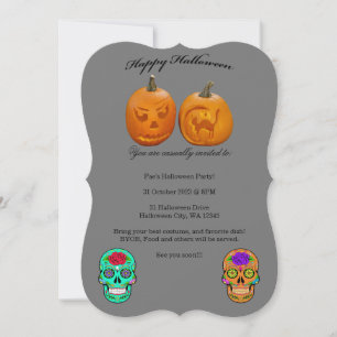 Pompoen Suiker Schedel Halloween Feest Uitnodiging