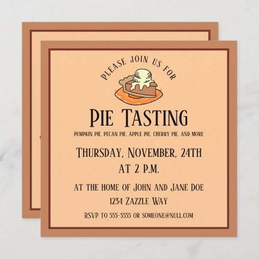 pompoen taart a la mode uitnodiging (Voorkant / Achterkant)