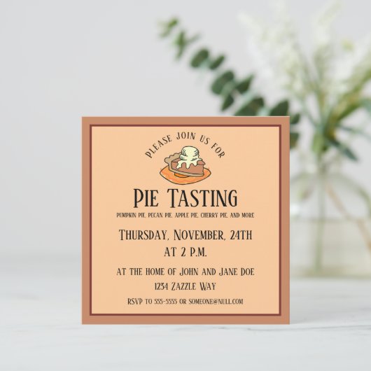 pompoen taart a la mode uitnodiging (Staand voorkant)