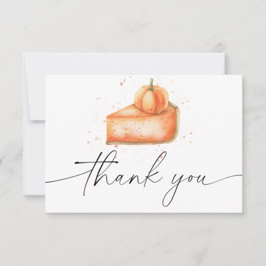Pompoen taart baby shower dank u bedankkaart (Voorkant)