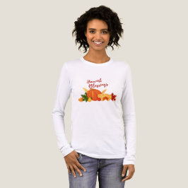 Pompoen, taart, bladeren en "Harvest Blessings Tri-Blend Shirt