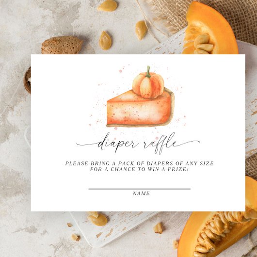 Pompoen taart herfst baby shower luier loterij informatiekaartje